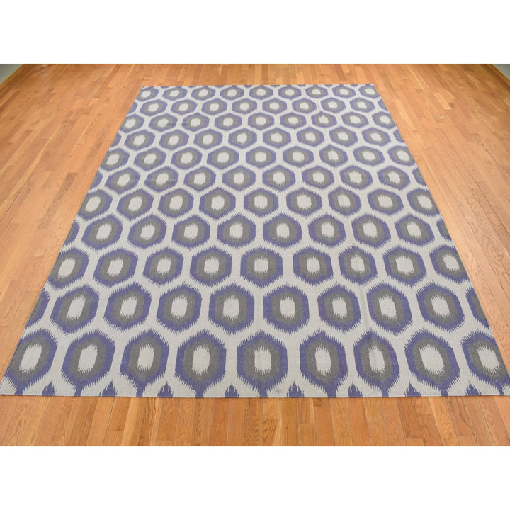 8'10" x 12'2" New Hand Woven Purple Wool Rectangle Oriental Rug - MOA10287869