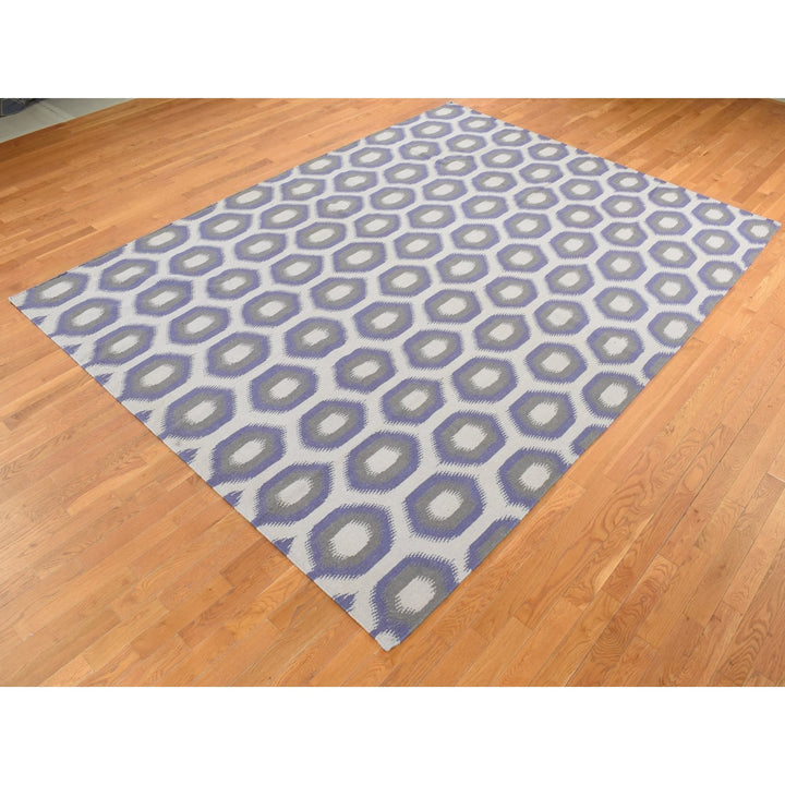 8'10" x 12'2" New Hand Woven Purple Wool Rectangle Oriental Rug - MOA10287869