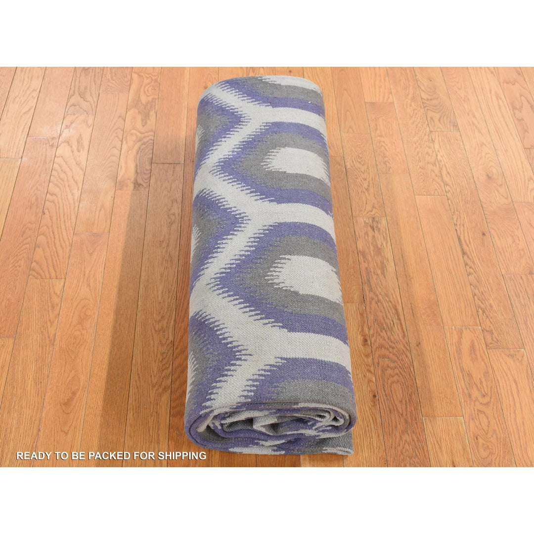 8'10" x 12'2" New Hand Woven Purple Wool Rectangle Oriental Rug - MOA10287869