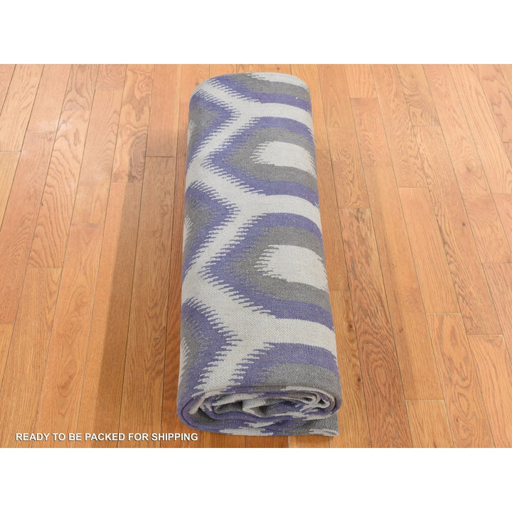 8'10" x 12'2" New Hand Woven Purple Wool Rectangle Oriental Rug - MOA10287869
