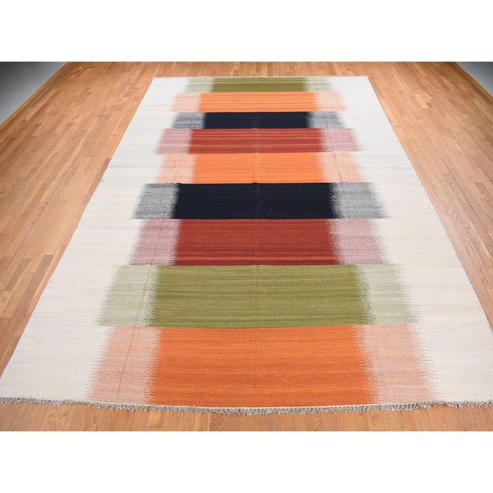 10'0" x 14'4" New Hand Woven Ivory Wool Rectangle Oriental Rug - MOA10287884