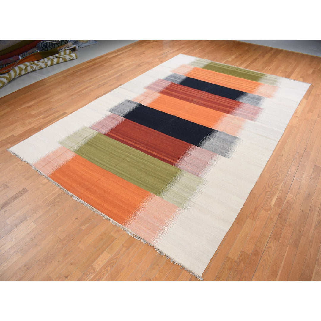 10'0" x 14'4" New Hand Woven Ivory Wool Rectangle Oriental Rug - MOA10287884