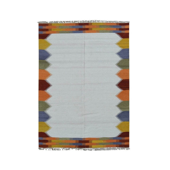 5'5" x 7'10" New Hand Woven Ivory Wool Rectangle Oriental Rug - MOA10287885