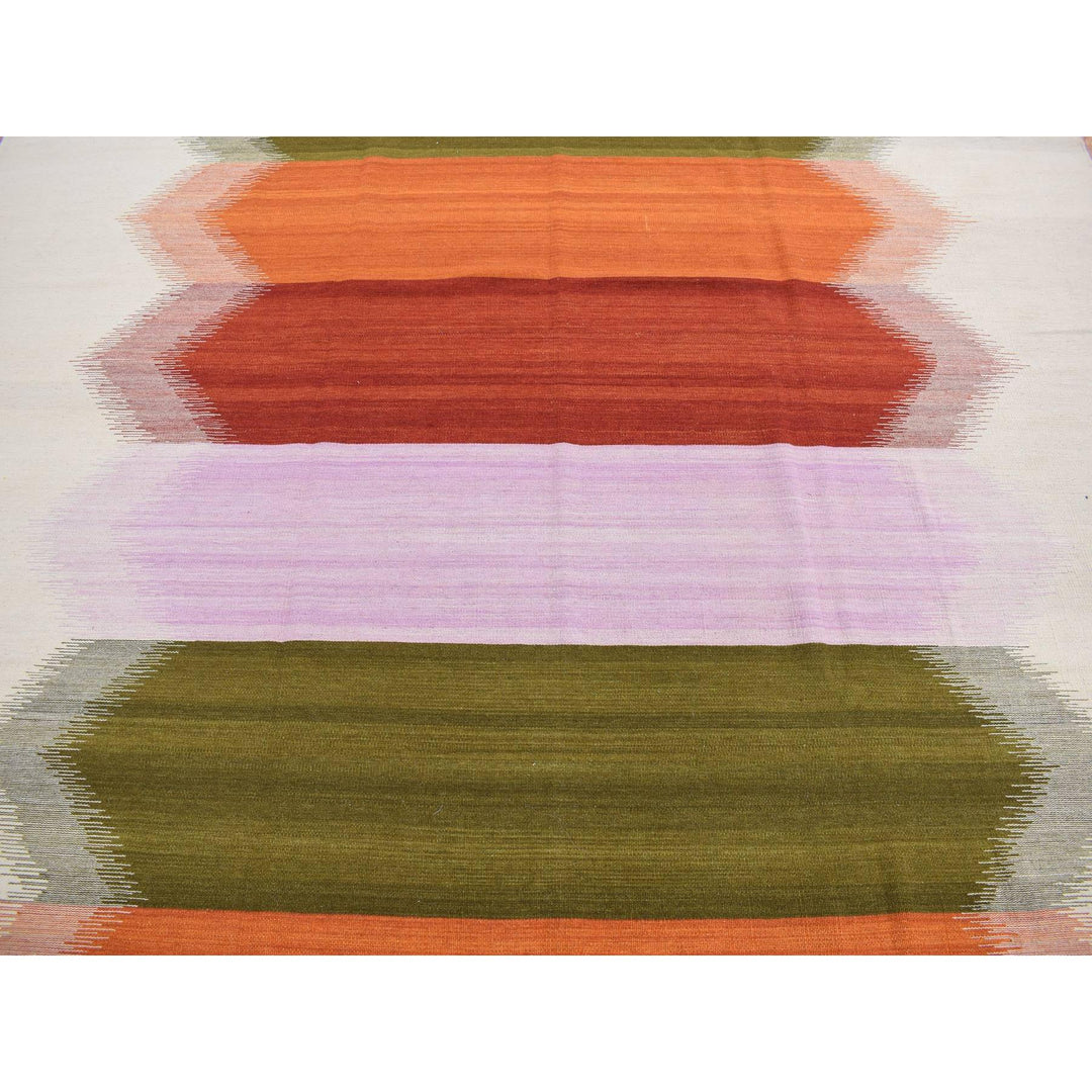 8'0" x 10'1" New Hand Woven Ivory Wool Rectangle Oriental Rug - MOA10287896