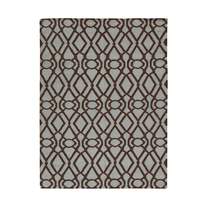 4'3" x 5'10" New Hand Woven Green Wool Rectangle Oriental Rug - MOA10287901