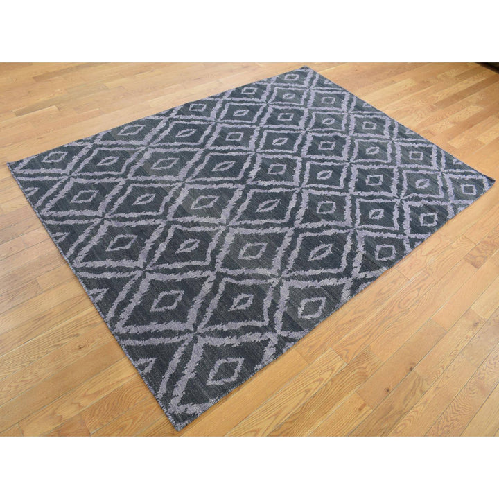 5'2" x 7'5" New Hand Woven Black Wool Rectangle Oriental Rug - MOA10287902