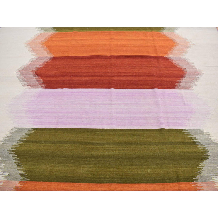 9'0" x 12'7" New Hand Woven Ivory Wool Rectangle Oriental Rug - MOA10287905