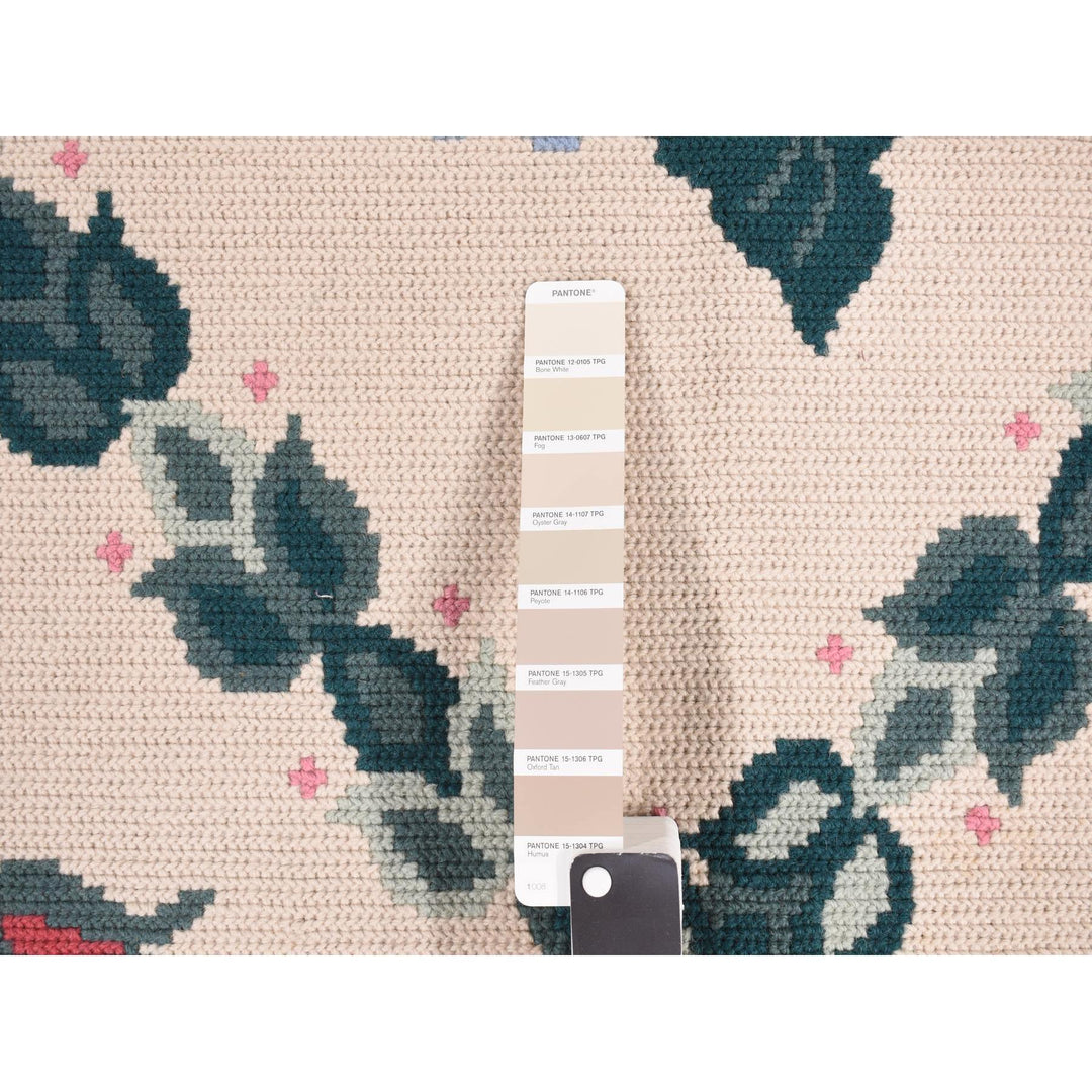 3'0" x 4'7" New Hand Stitched Ivory Wool Rectangle Oriental Rug - MOA10287928