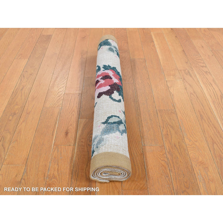 3'0" x 4'7" New Hand Stitched Ivory Wool Rectangle Oriental Rug - MOA10287928