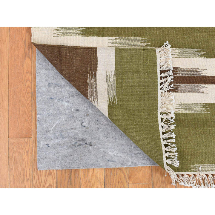 5'1" x 8'1" New Hand Woven Green Wool Rectangle Oriental Rug - MOA10287931