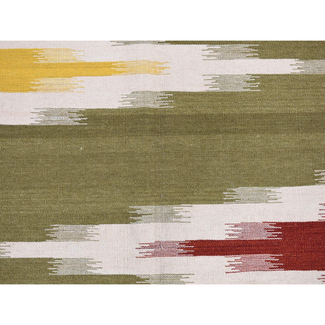 5'1" x 8'1" New Hand Woven Green Wool Rectangle Oriental Rug - MOA10287931