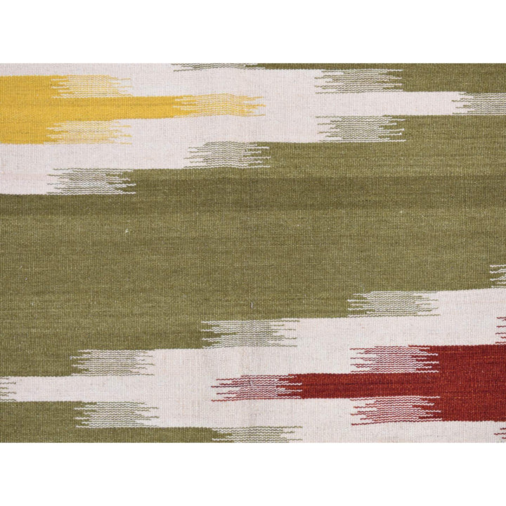 5'1" x 8'1" New Hand Woven Green Wool Rectangle Oriental Rug - MOA10287931