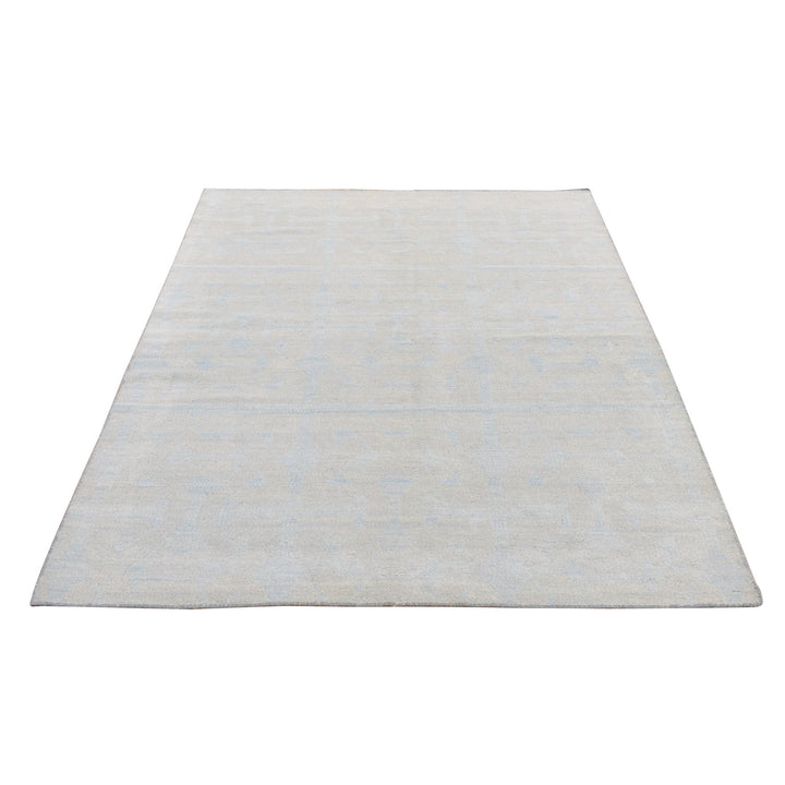 5'0" x 6'10" New Hand Woven Blue Wool Rectangle Oriental Rug - MOA10287932