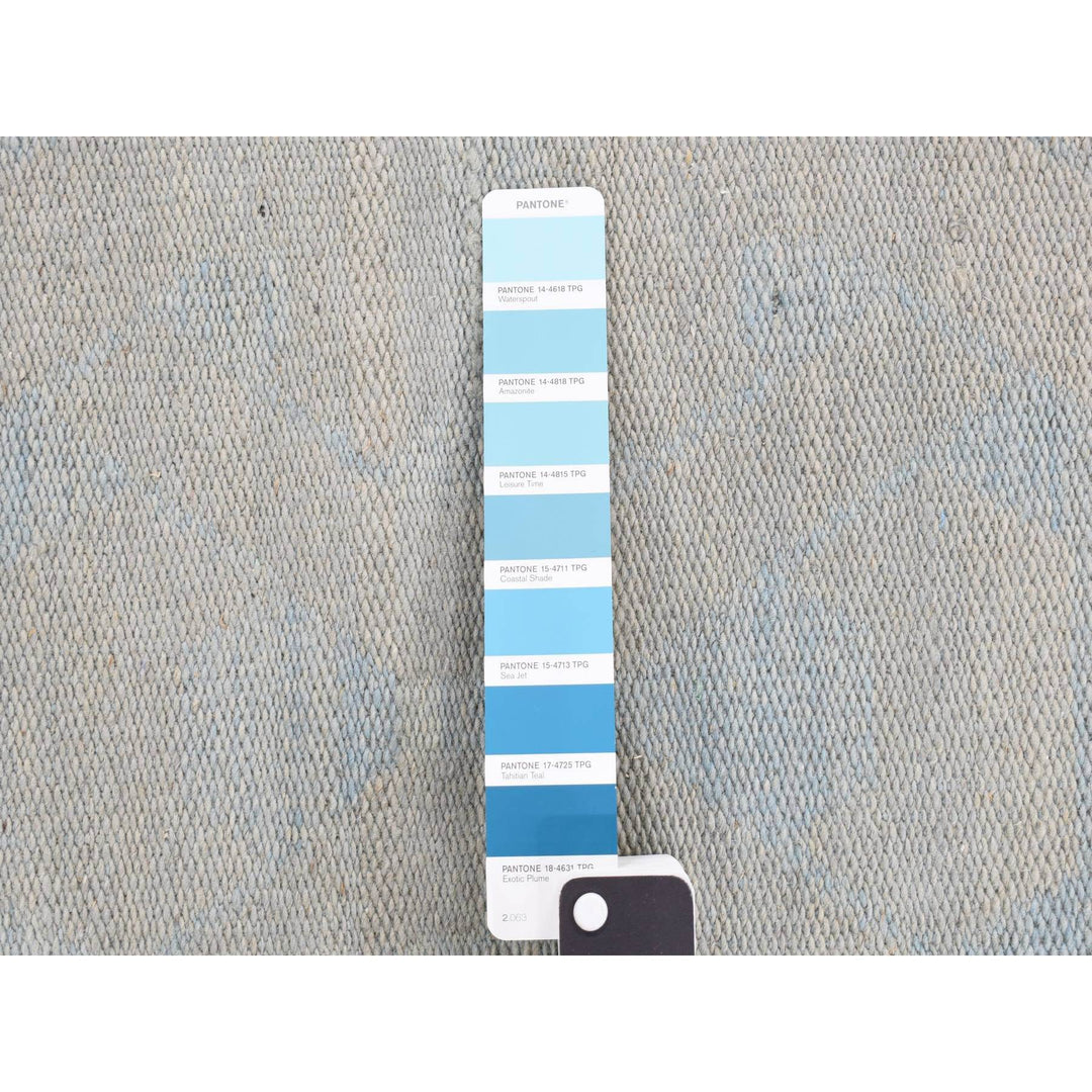 5'0" x 6'10" New Hand Woven Blue Wool Rectangle Oriental Rug - MOA10287932