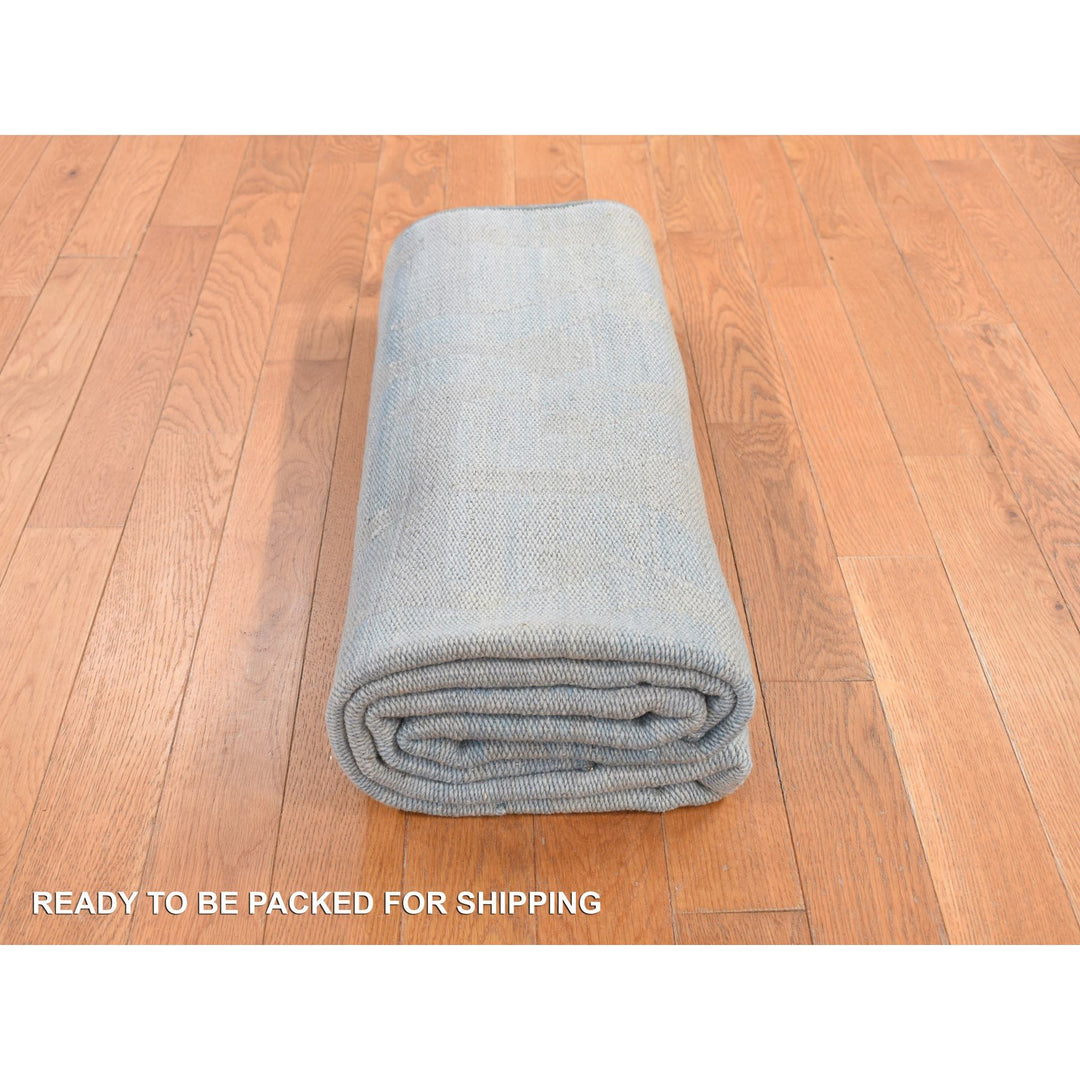 5'0" x 6'10" New Hand Woven Blue Wool Rectangle Oriental Rug - MOA10287932