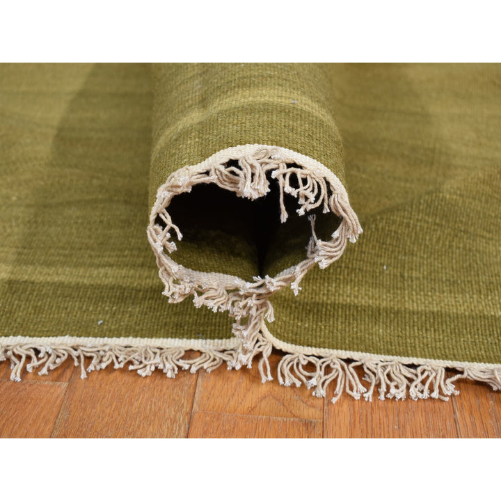 10'0" x 14'6" New Hand Woven Green Wool Rectangle Oriental Rug - MOA10287936