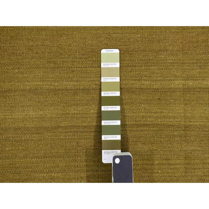 10'0" x 14'6" New Hand Woven Green Wool Rectangle Oriental Rug - MOA10287936