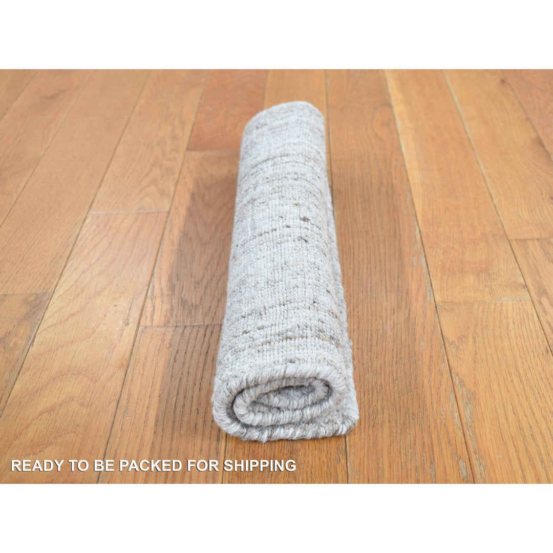 1'5" x 1'6" New Hand Loomed Grey Wool Rectangle Oriental Rug - MOA10287941