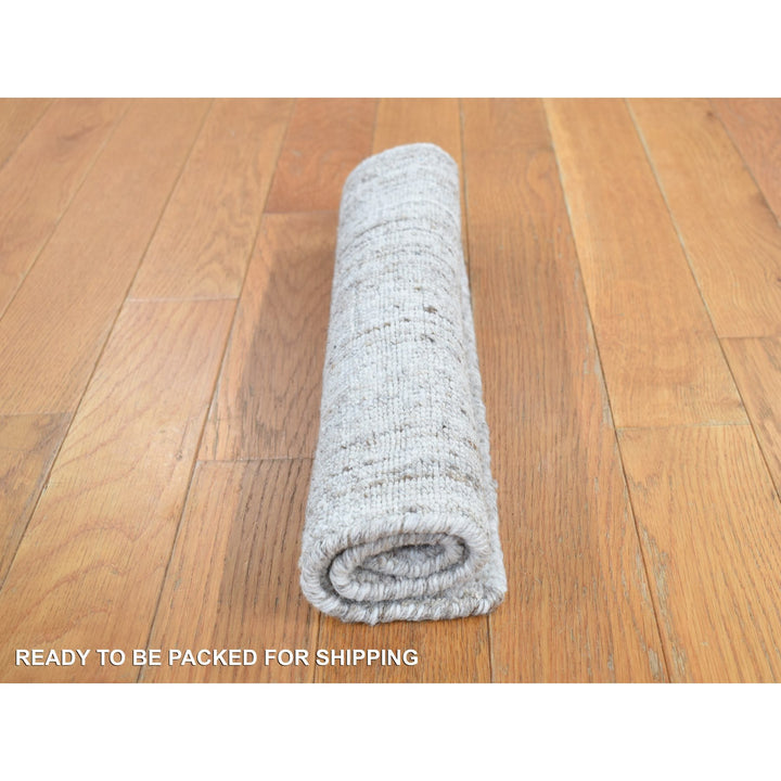 1'5" x 1'6" New Hand Loomed Grey Wool Rectangle Oriental Rug - MOA10287941