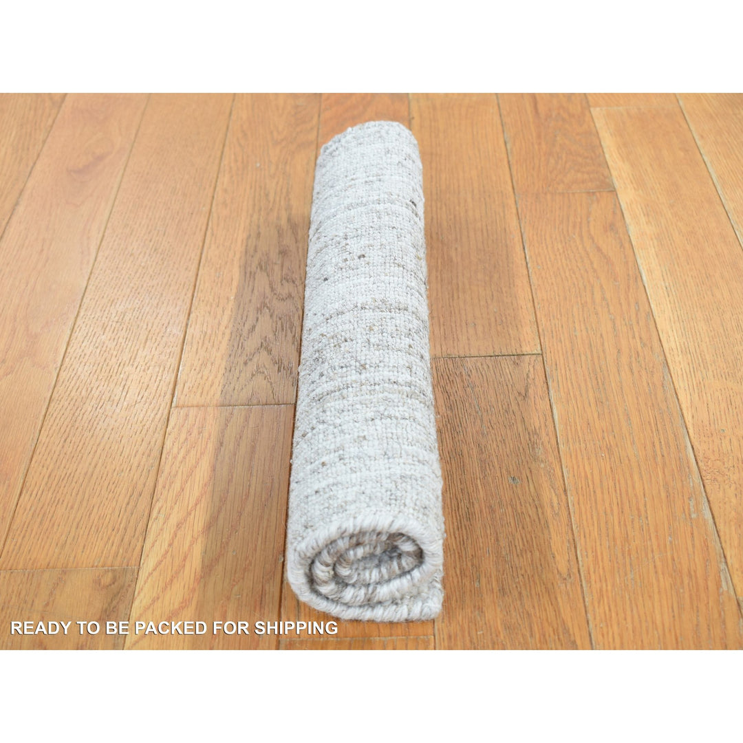 1'6" x 1'6" New Hand Loomed Grey Wool Rectangle Oriental Rug - MOA10287943