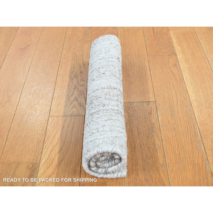 1'6" x 1'6" New Hand Loomed Grey Wool Rectangle Oriental Rug - MOA10287943