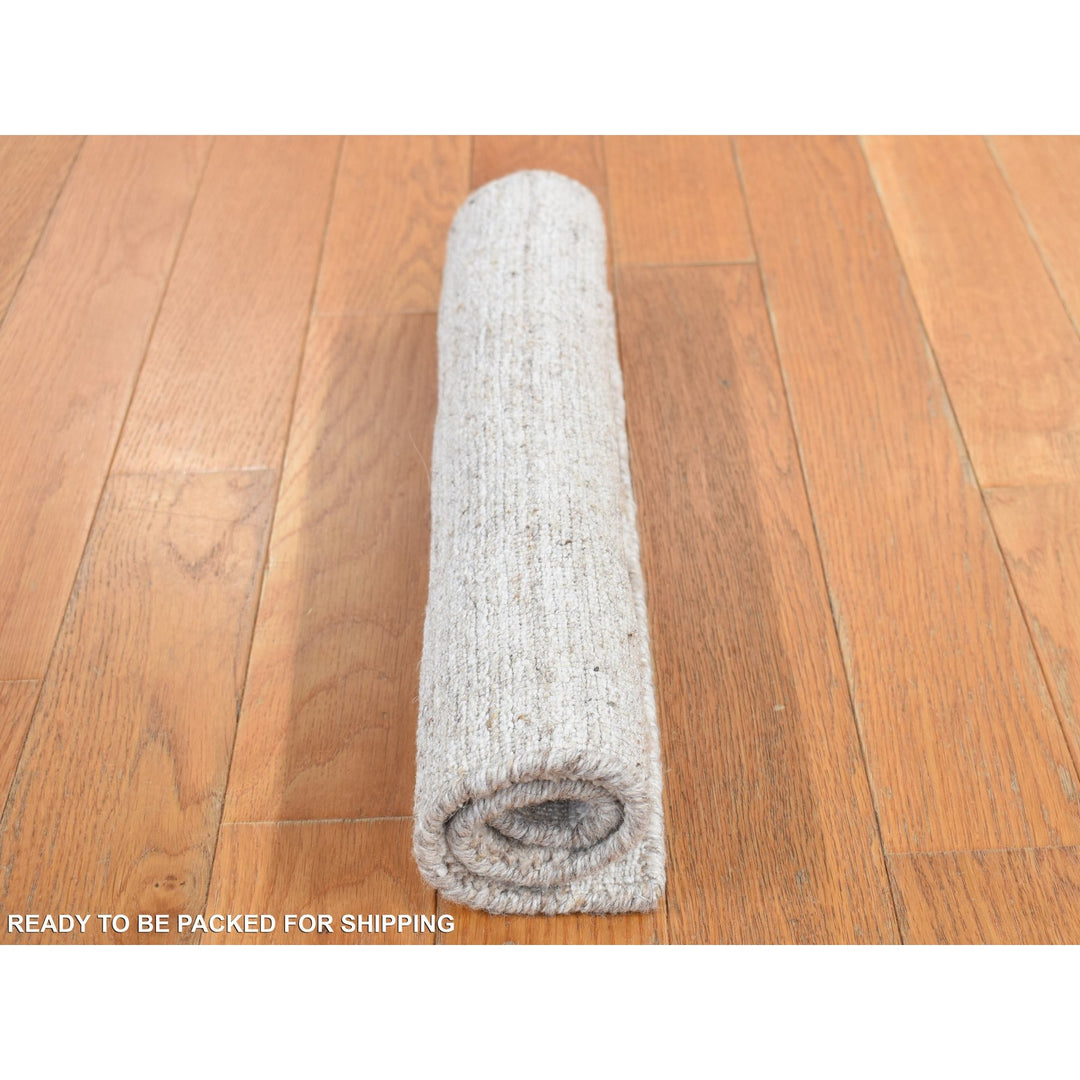 1'6" x 1'6" New Hand Loomed Grey Wool Rectangle Oriental Rug - MOA10287944