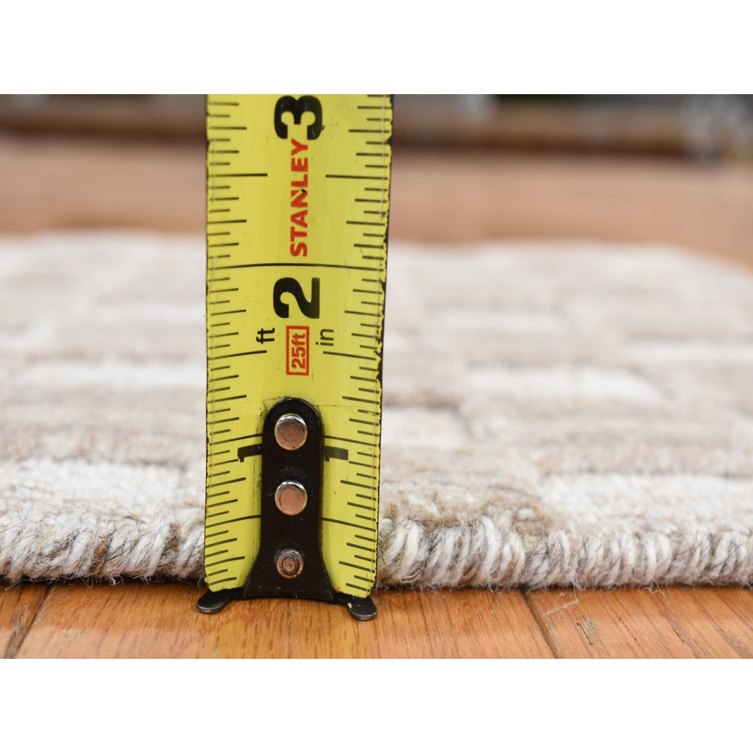 1'6" x 1'6" New Hand Loomed Grey Wool Rectangle Oriental Rug - MOA10287944