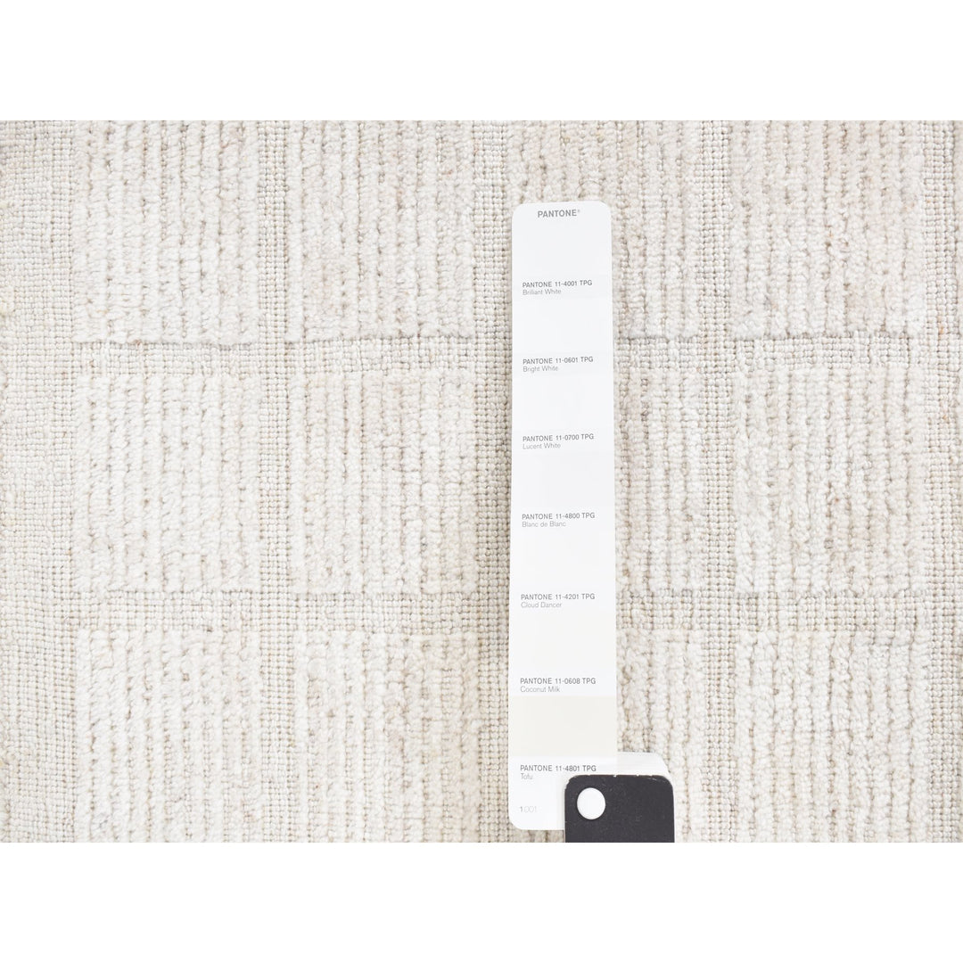1'6" x 1'6" New Hand Loomed Ivory Wool Rectangle Oriental Rug - MOA10287945