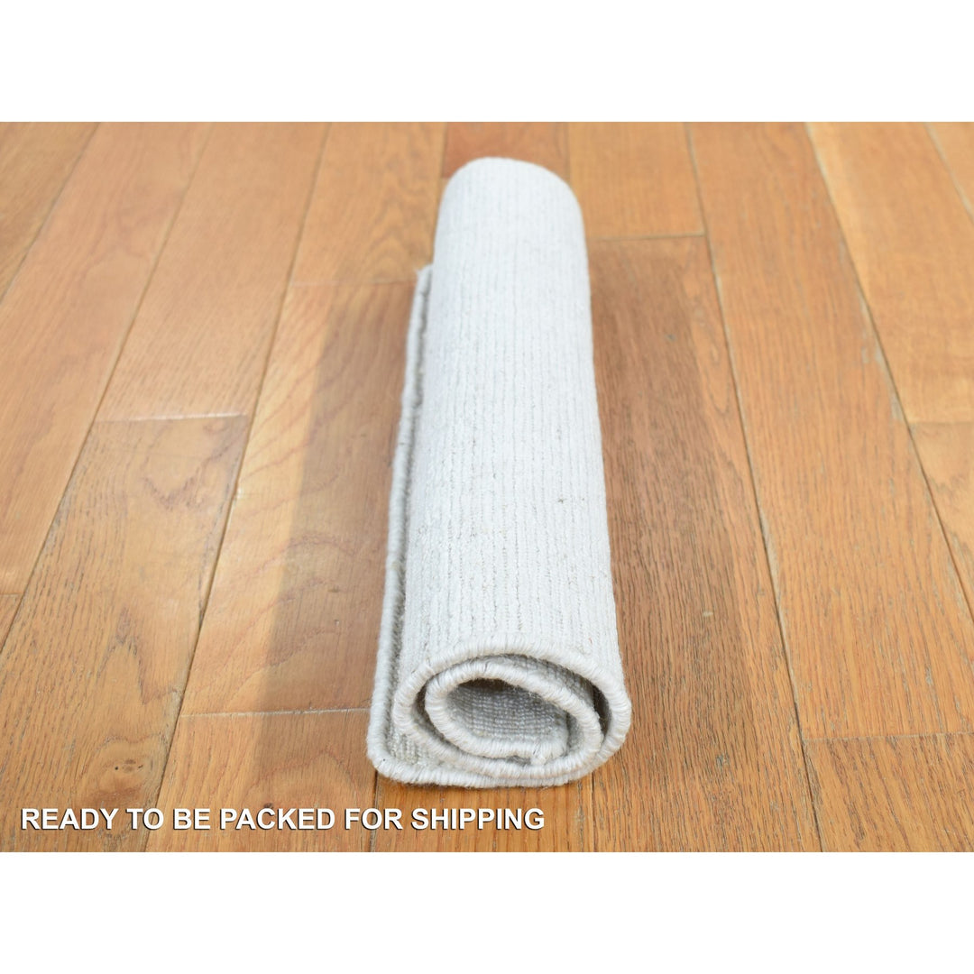 1'6" x 1'6" New Hand Loomed Ivory Wool Rectangle Oriental Rug - MOA10287945