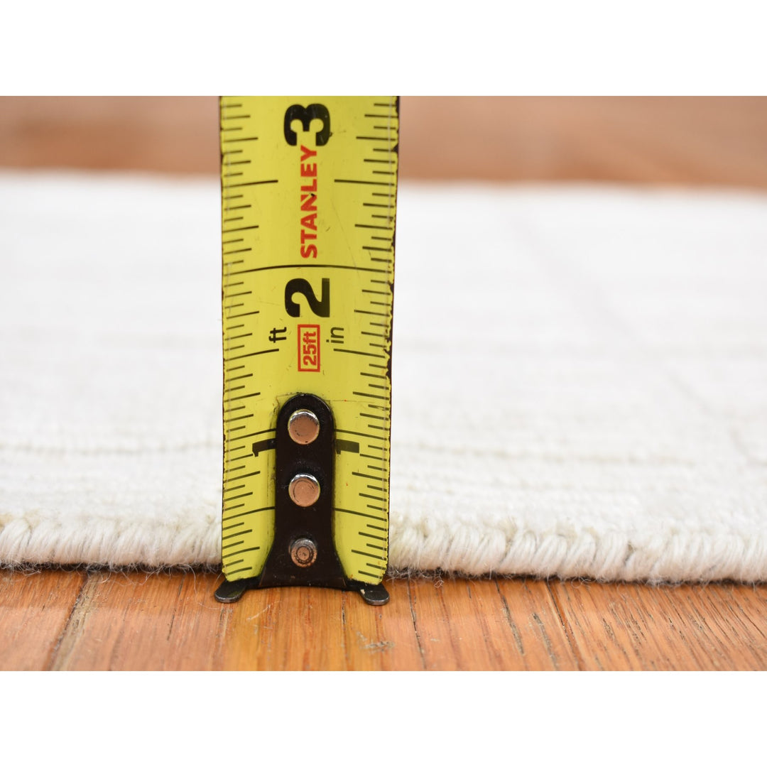 1'6" x 1'6" New Hand Loomed Ivory Wool Rectangle Oriental Rug - MOA10287945