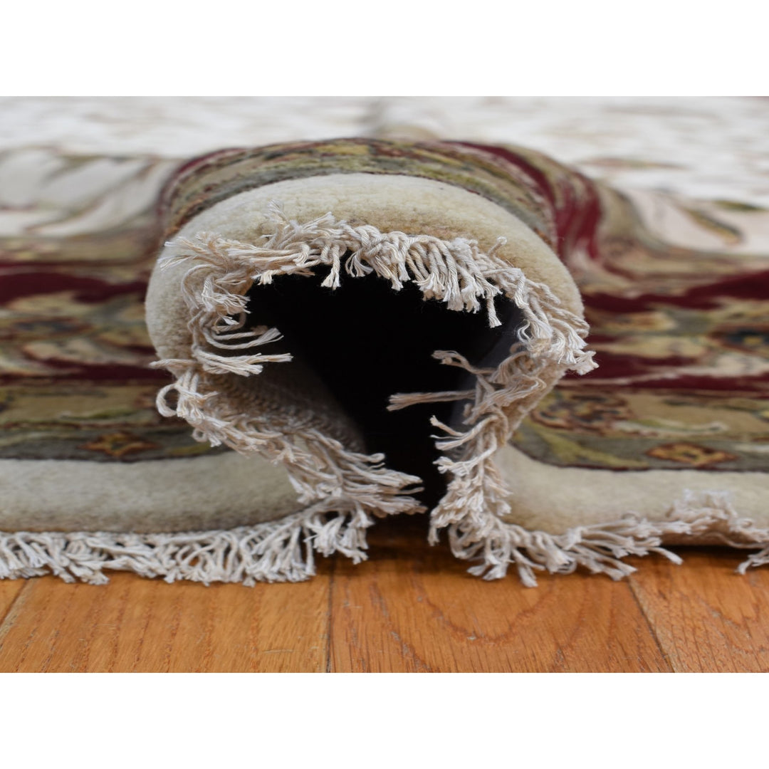 12'0" x 18'2" New Hand Knotted Ivory Wool & Silk Rectangle Oriental Rug - MOA10287952