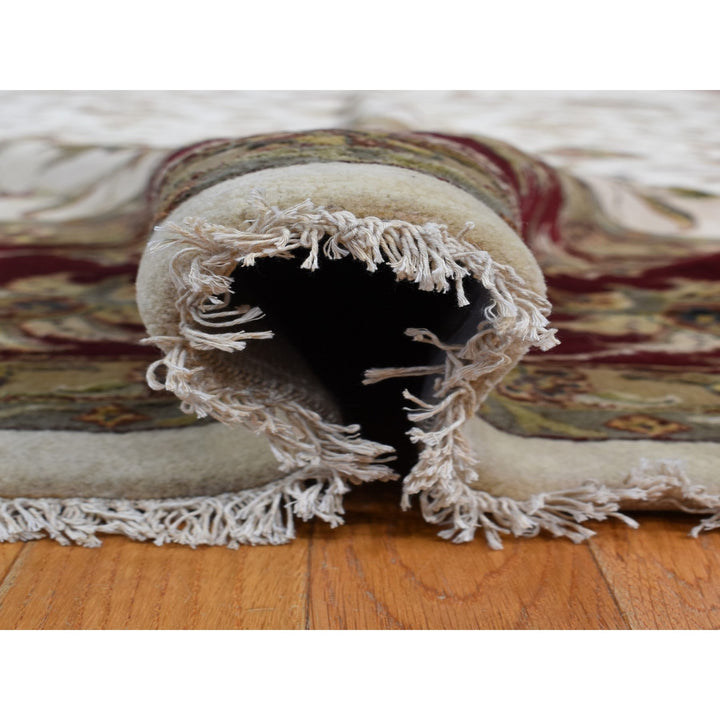 12'0" x 18'2" New Hand Knotted Ivory Wool & Silk Rectangle Oriental Rug - MOA10287952