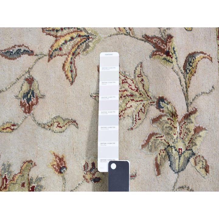 12'0" x 18'2" New Hand Knotted Ivory Wool & Silk Rectangle Oriental Rug - MOA10287952