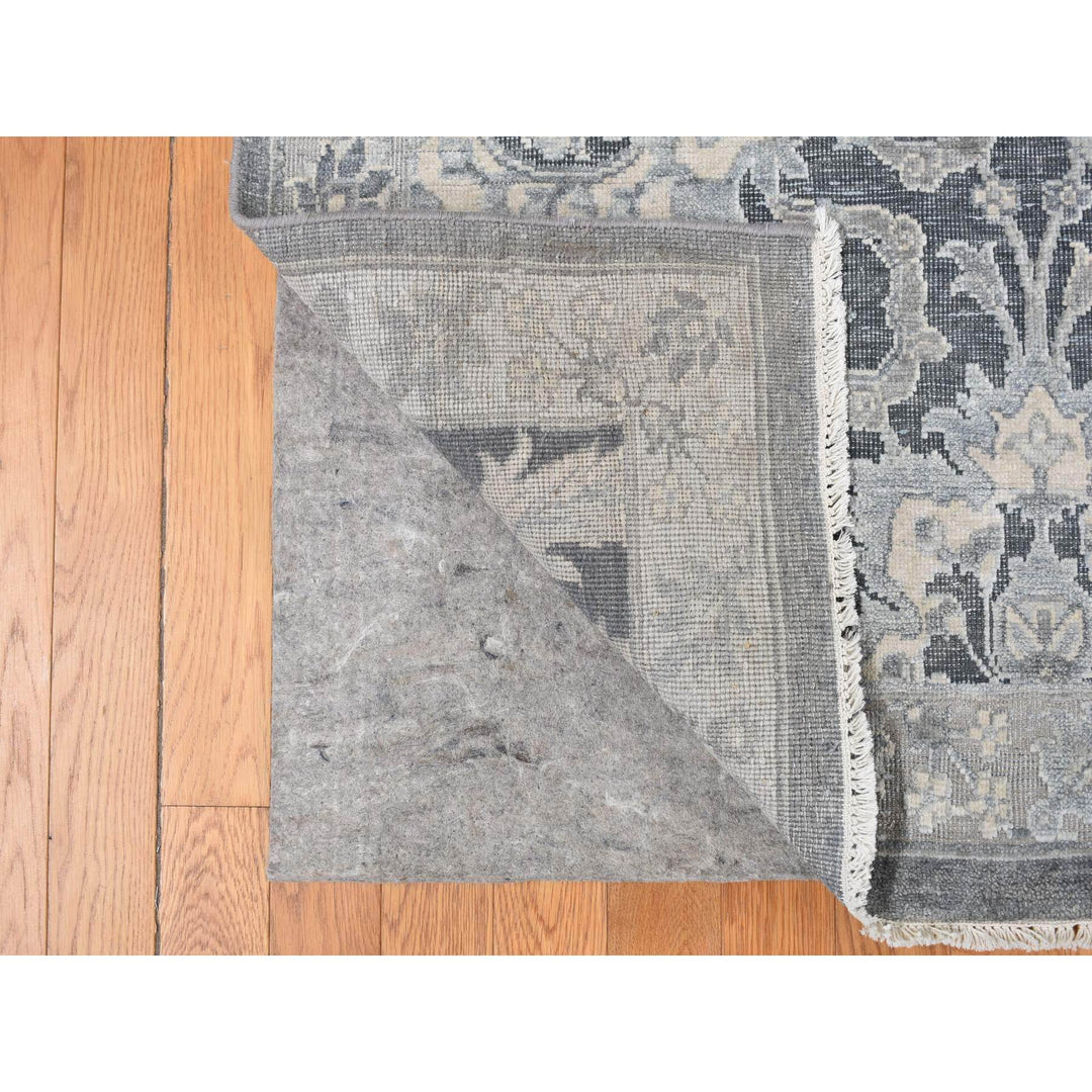 12'0" x 15'8" New Hand Knotted Grey Wool & Silk Rectangle Oriental Rug - MOA10287953