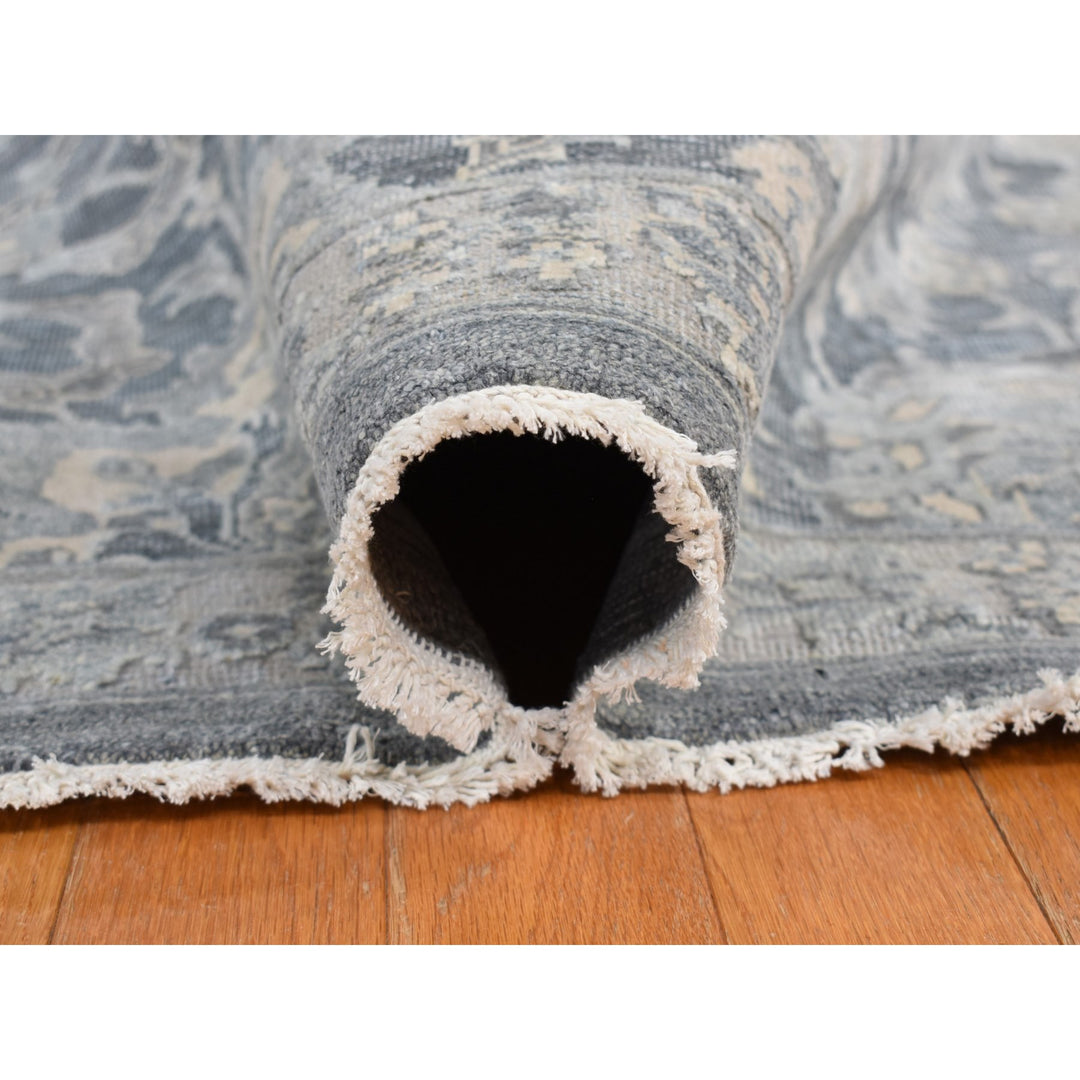 12'0" x 15'8" New Hand Knotted Grey Wool & Silk Rectangle Oriental Rug - MOA10287953
