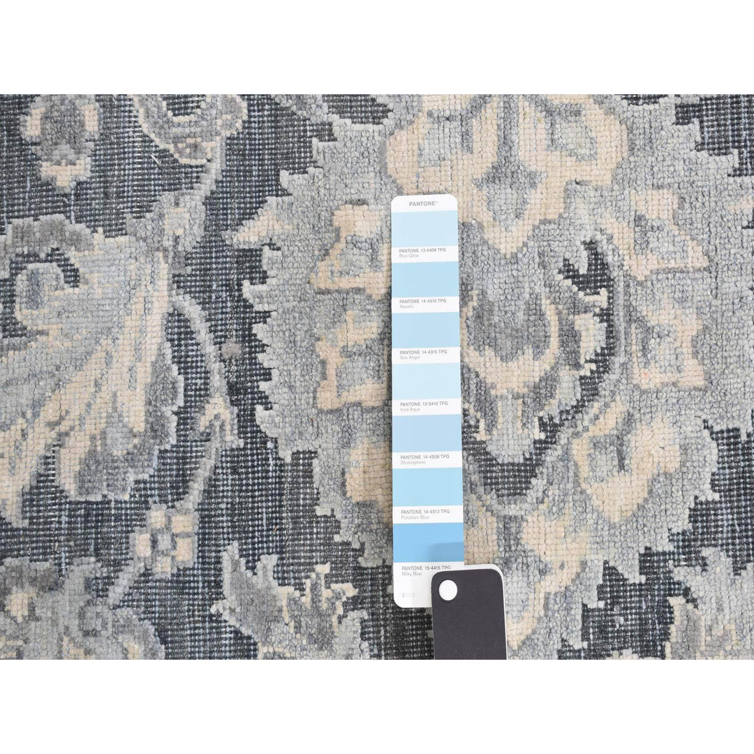 12'0" x 15'8" New Hand Knotted Grey Wool & Silk Rectangle Oriental Rug - MOA10287953