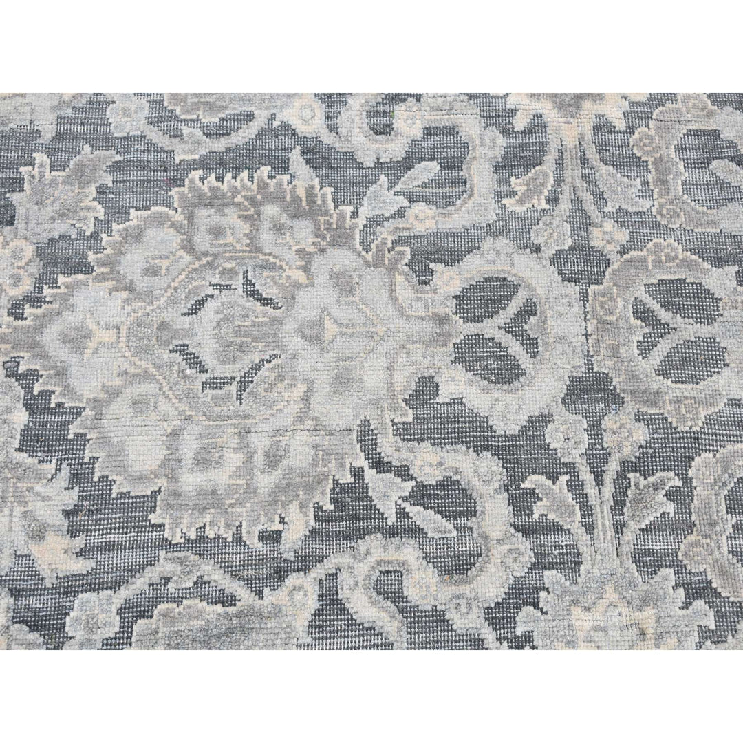 12'0" x 15'8" New Hand Knotted Grey Wool & Silk Rectangle Oriental Rug - MOA10287953