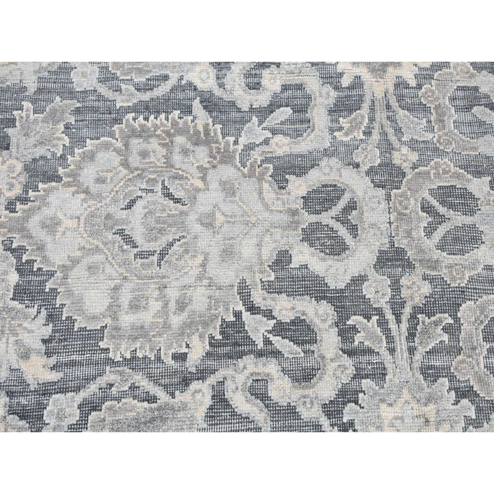 12'0" x 15'8" New Hand Knotted Grey Wool & Silk Rectangle Oriental Rug - MOA10287953