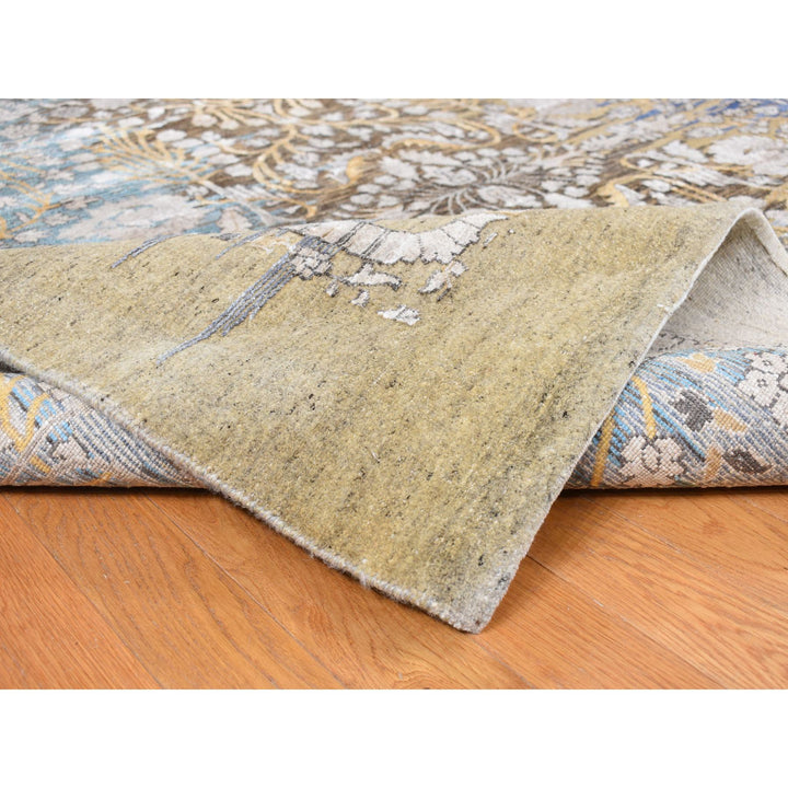 12'2" x 15'4" New Hand Knotted Brown Wool & Silk Rectangle Oriental Rug - MOA10287995