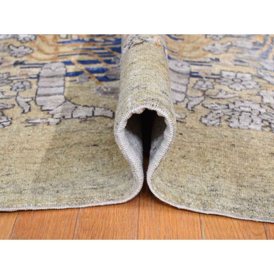 12'2" x 15'4" New Hand Knotted Brown Wool & Silk Rectangle Oriental Rug - MOA10287995