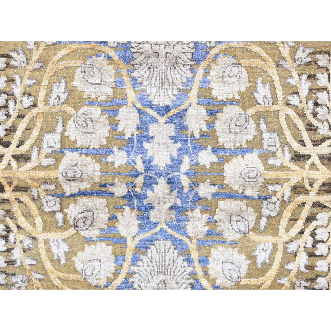 12'2" x 15'4" New Hand Knotted Brown Wool & Silk Rectangle Oriental Rug - MOA10287995