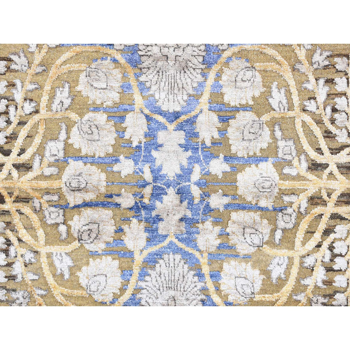 12'2" x 15'4" New Hand Knotted Brown Wool & Silk Rectangle Oriental Rug - MOA10287995