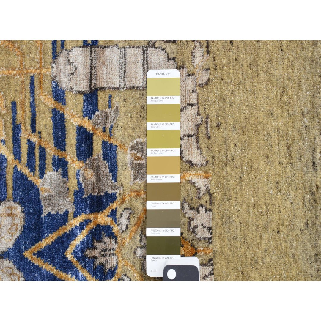 12'2" x 15'4" New Hand Knotted Brown Wool & Silk Rectangle Oriental Rug - MOA10287995