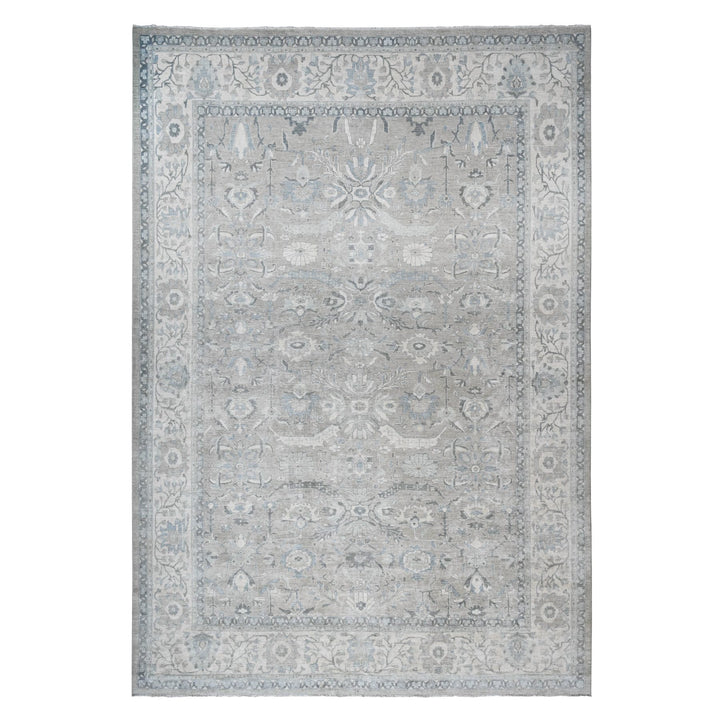 13'9" x 17'1" New Hand Knotted Grey Wool Rectangle Oriental Rug - MOA10288029