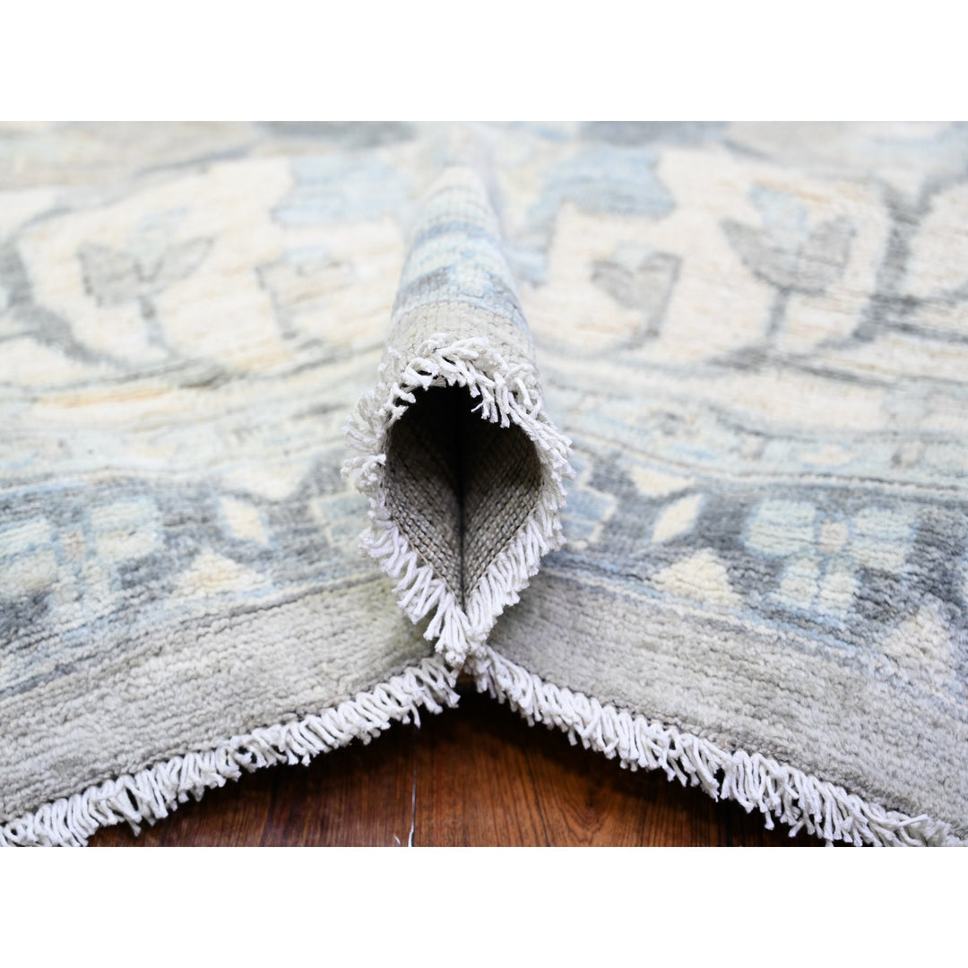 13'9" x 17'1" New Hand Knotted Grey Wool Rectangle Oriental Rug - MOA10288029