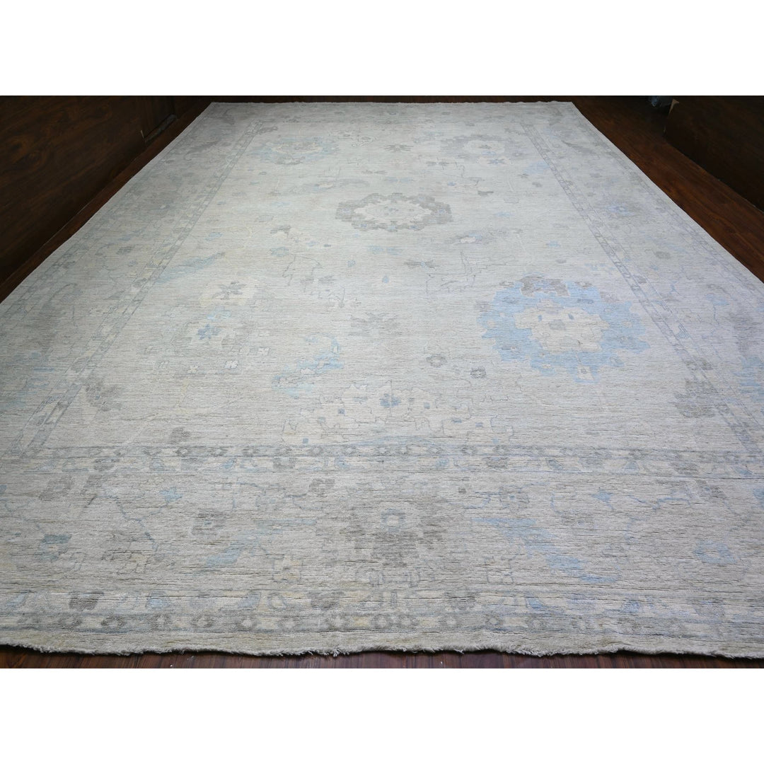 14'0" x 18'11" New Hand Knotted Grey Wool Rectangle Oriental Rug - MOA10288070