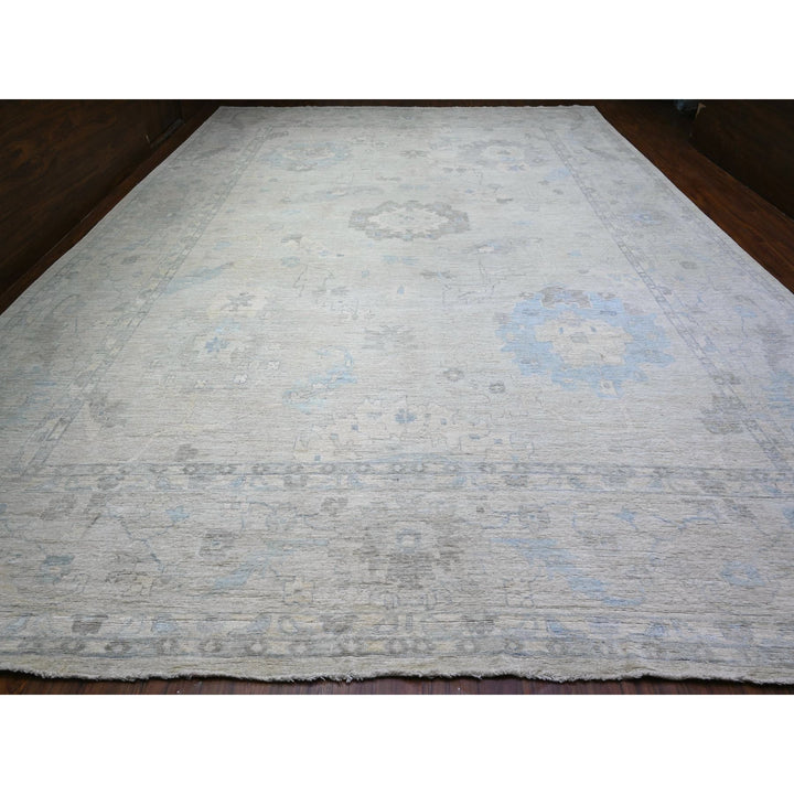 14'0" x 18'11" New Hand Knotted Grey Wool Rectangle Oriental Rug - MOA10288070