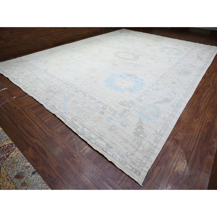 14'0" x 18'11" New Hand Knotted Grey Wool Rectangle Oriental Rug - MOA10288070