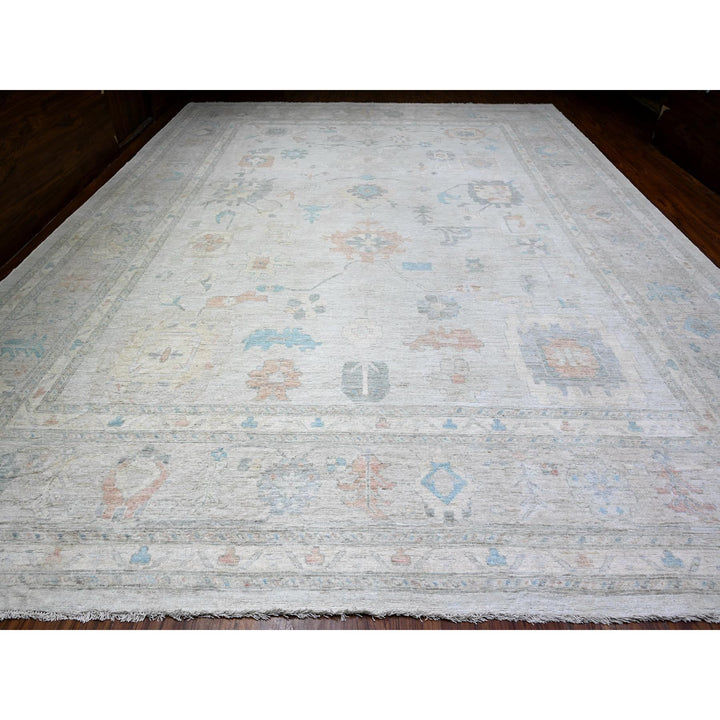14'0" x 17'6" New Hand Knotted Grey Wool Rectangle Oriental Rug - MOA10288232