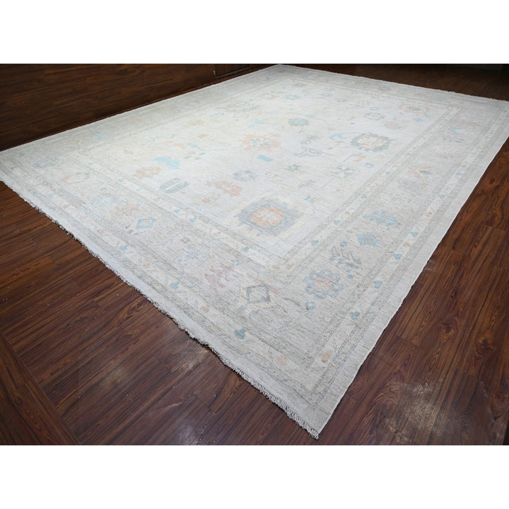 14'0" x 17'6" New Hand Knotted Grey Wool Rectangle Oriental Rug - MOA10288232